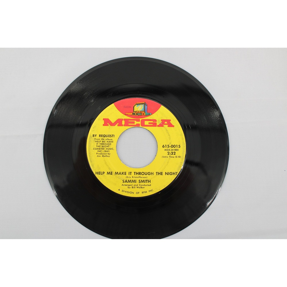 Sammi Smith Help Me Make It Through The‎ Night 45 RPM Vinyl Single Mega 615-0015